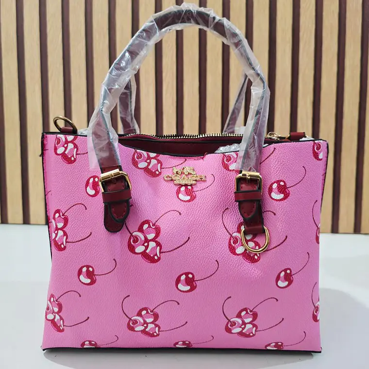 🍓🍒🌸 BOLSA DE MANO COACH TEMÁTICA FLORES / FRUTAS (INCLUYE COLGANTE) MOD #C666  🌸🍒🍓- COPIAR 2