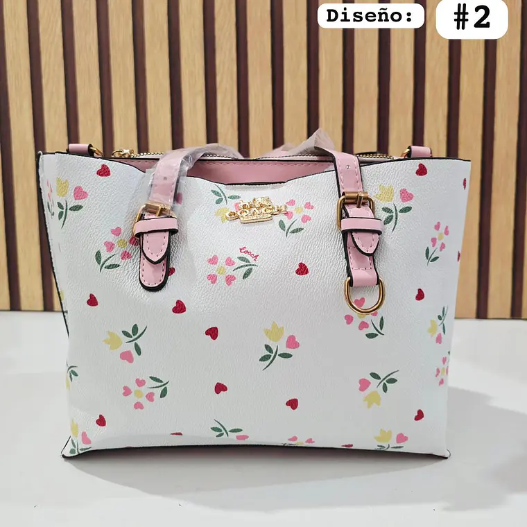 🍓🍒🌸 BOLSA DE MANO COACH TEMÁTICA FLORES / FRUTAS (INCLUYE COLGANTE) MOD #C666  🌸🍒🍓- COPIAR 3
