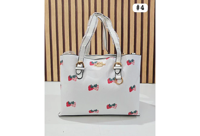 🍓🍒🌸 BOLSA DE MANO COACH TEMÁTICA FLORES / FRUTAS (INCLUYE COLGANTE) MOD #C666  🌸🍒🍓- COPIAR