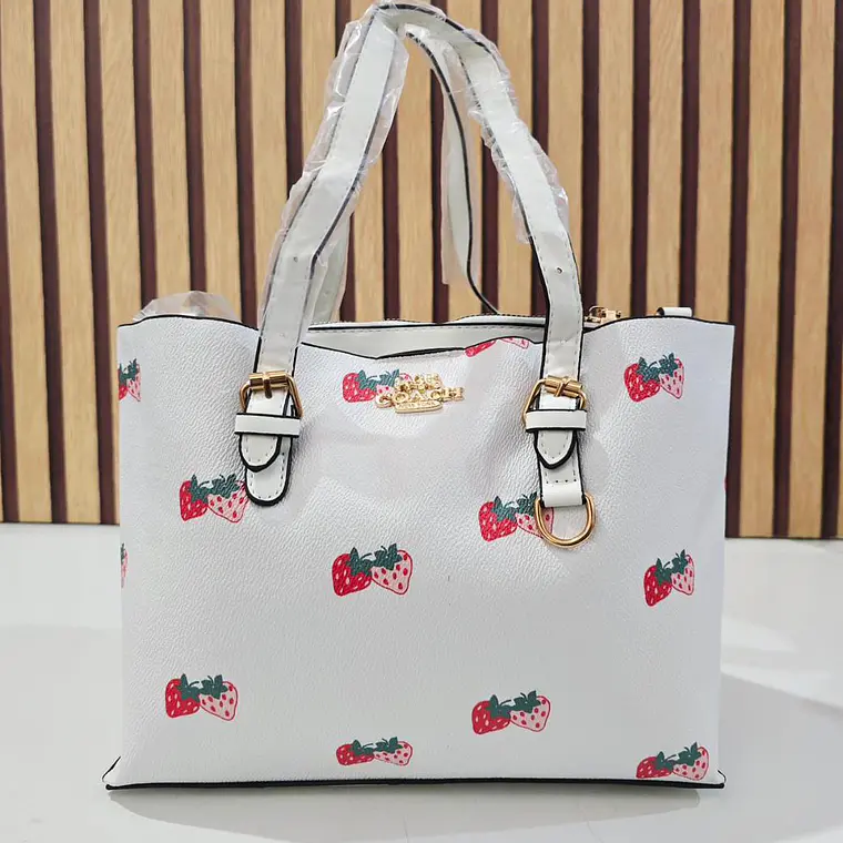 🍓🍒🌸 BOLSA DE MANO COACH TEMÁTICA FLORES / FRUTAS (INCLUYE COLGANTE) MOD #C666  🌸🍒🍓- COPIAR 5