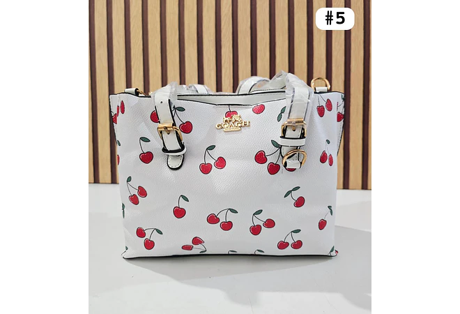 🍓🍒🌸 BOLSA DE MANO COACH TEMÁTICA FLORES / FRUTAS (INCLUYE COLGANTE) MOD #C666  🌸🍒🍓- COPIAR