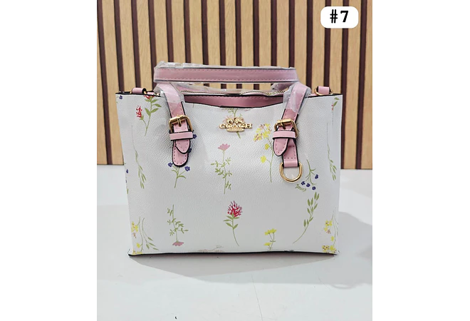 🍓🍒🌸 BOLSA DE MANO COACH TEMÁTICA FLORES / FRUTAS (INCLUYE COLGANTE) MOD #C666  🌸🍒🍓- COPIAR