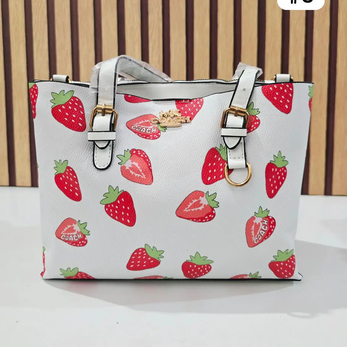 🍓🍒🌸 BOLSA DE MANO COACH TEMÁTICA FLORES / FRUTAS (INCLUYE COLGANTE) MOD #C666  🌸🍒🍓- COPIAR 9