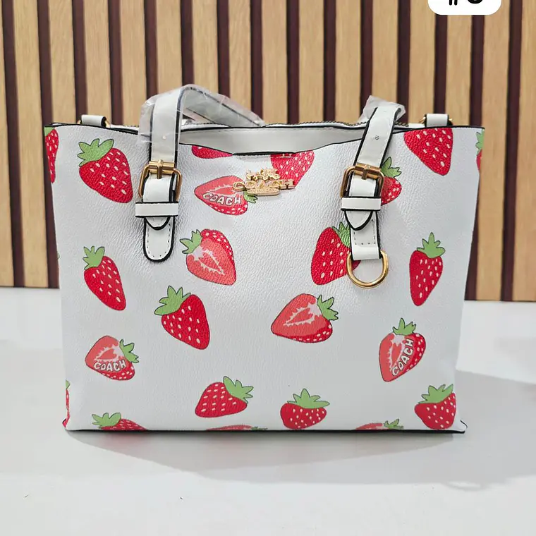 🍓🍒🌸 BOLSA DE MANO COACH TEMÁTICA FLORES / FRUTAS (INCLUYE COLGANTE) MOD #C666  🌸🍒🍓- COPIAR 9