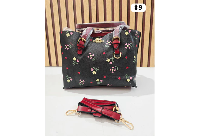 🍓🍒🌸 BOLSA DE MANO COACH TEMÁTICA FLORES / FRUTAS (INCLUYE COLGANTE) MOD #C666  🌸🍒🍓- COPIAR