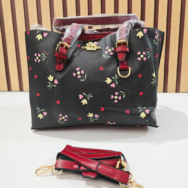 🍓🍒🌸 BOLSA DE MANO COACH TEMÁTICA FLORES / FRUTAS (INCLUYE COLGANTE) MOD #C666  🌸🍒🍓- COPIAR 10