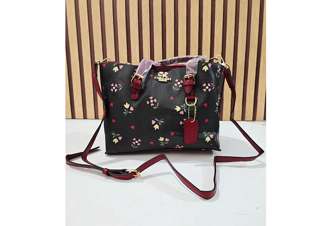 🍓🍒🌸 BOLSA DE MANO COACH TEMÁTICA FLORES / FRUTAS (INCLUYE COLGANTE) MOD #C666  🌸🍒🍓- COPIAR