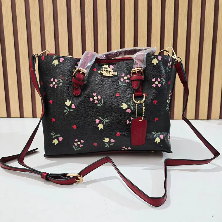 🍓🍒🌸 BOLSA DE MANO COACH TEMÁTICA FLORES / FRUTAS (INCLUYE COLGANTE) MOD #C666  🌸🍒🍓- COPIAR 12