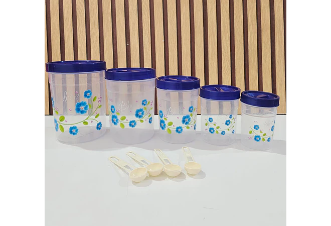 SET DE 5 TUPPER FLORES CON CUCHARITAS MEDIDORAS  MOD# 7511 
