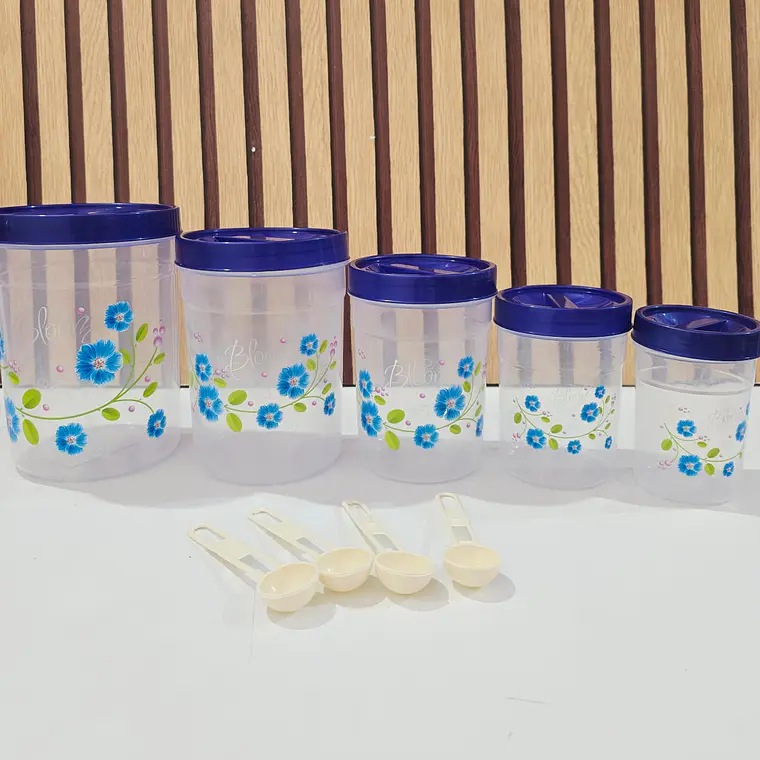 SET DE 5 TUPPER FLORES CON CUCHARITAS MEDIDORAS  MOD# 7511  1