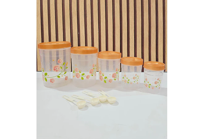 SET DE 5 TUPPER FLORES CON CUCHARITAS MEDIDORAS  MOD# 7511 