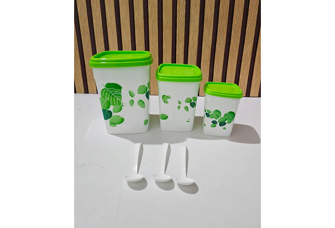 SET DE 3 TUPPERS ESTAMPADO HOJAS MOD# 7509  🍂🍀