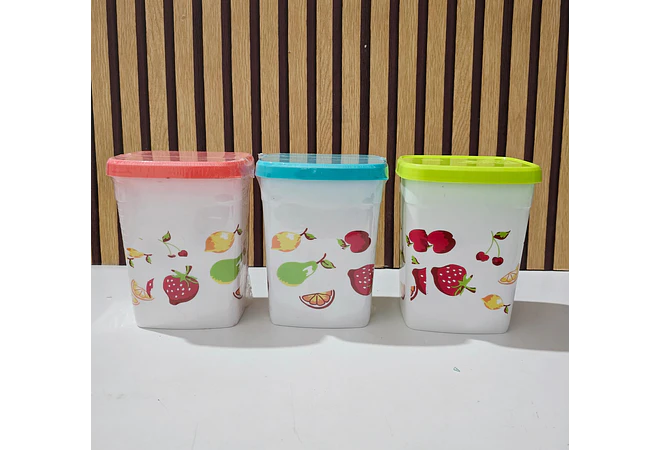 JUEGO DE 3 TUPPER CON ESTAMPADO DE FRUTAS MOD# 7510  🍓🥭