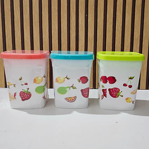 JUEGO DE 3 TUPPER CON ESTAMPADO DE FRUTAS MOD# 7510  🍓🥭