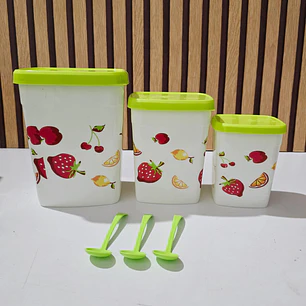 JUEGO DE 3 TUPPER CON ESTAMPADO DE FRUTAS MOD# 7510  🍓🥭
