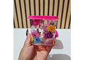 MINI TUPPER CUADRADITO ROSA FLORES (330ML) 🪻🌷