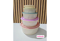 JUEGO DE 5 TUPPER REDONDOS/CUADRADOS/RECTANGULARES VARIOS TAMAÑOS MOD# 7537/7536/7535🍪🥗