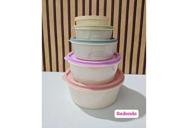 JUEGO DE 5 TUPPER REDONDOS/CUADRADOS/RECTANGULARES VARIOS TAMAÑOS MOD# 7537/7536/7535🍪🥗