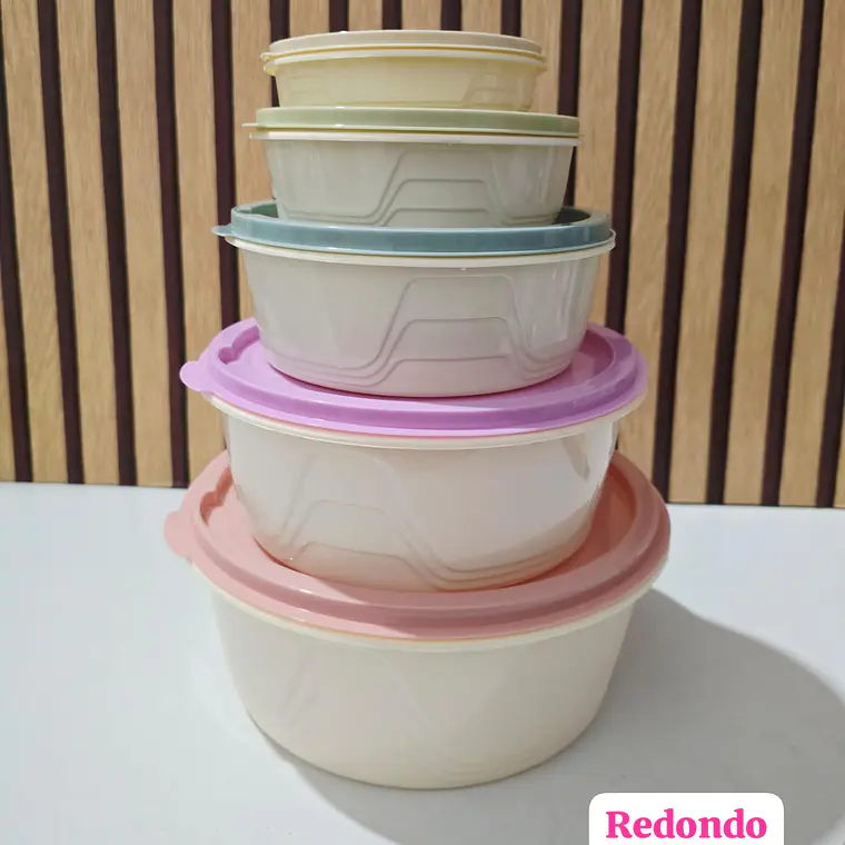 JUEGO DE 5 TUPPER REDONDOS/CUADRADOS/RECTANGULARES VARIOS TAMAÑOS MOD# 7537/7536/7535🍪🥗 1