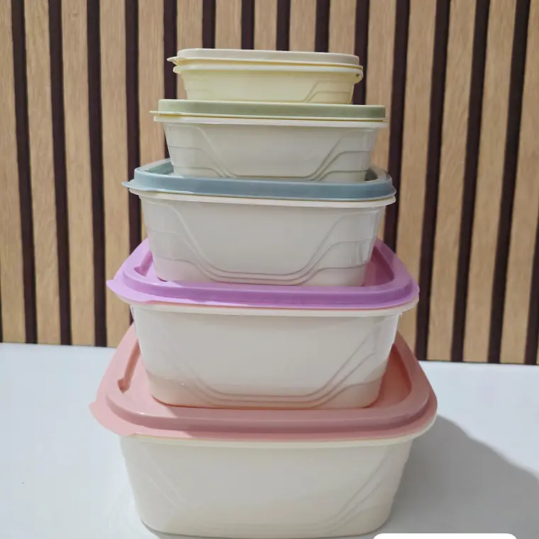 JUEGO DE 5 TUPPER REDONDOS/CUADRADOS/RECTANGULARES VARIOS TAMAÑOS MOD# 7537/7536/7535🍪🥗 2