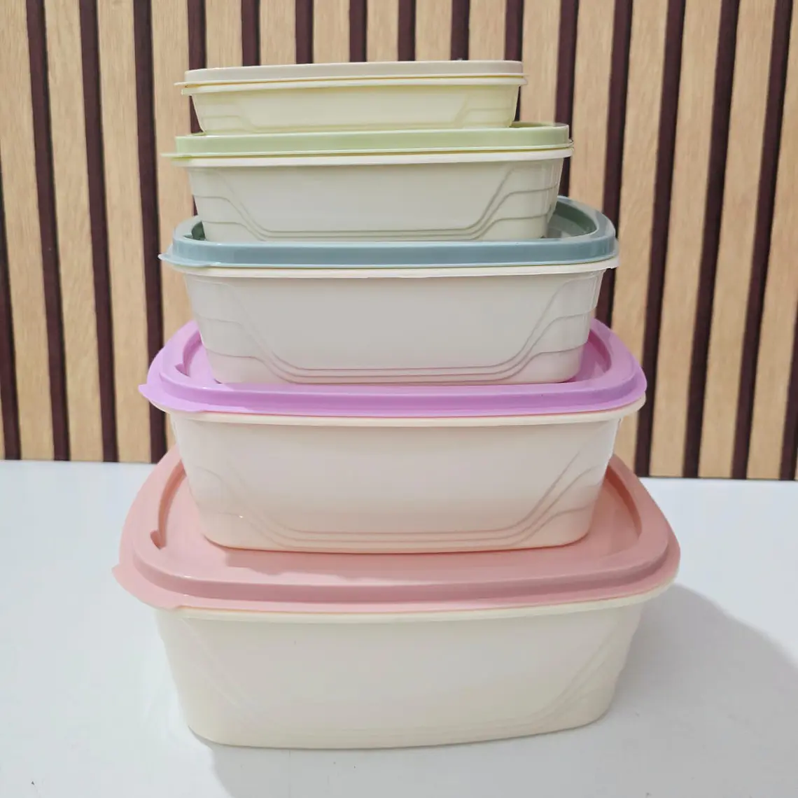 JUEGO DE 5 TUPPER REDONDOS/CUADRADOS/RECTANGULARES VARIOS TAMAÑOS MOD# 7537/7536/7535🍪🥗 3