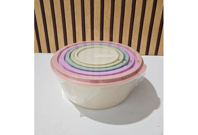 JUEGO DE 5 TUPPER REDONDOS/CUADRADOS/RECTANGULARES VARIOS TAMAÑOS MOD# 7537/7536/7535🍪🥗