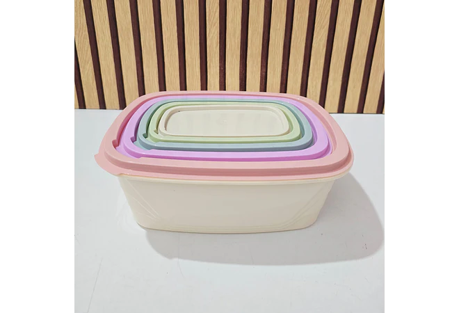 JUEGO DE 5 TUPPER REDONDOS/CUADRADOS/RECTANGULARES VARIOS TAMAÑOS MOD# 7537/7536/7535🍪🥗