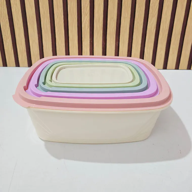 JUEGO DE 5 TUPPER REDONDOS/CUADRADOS/RECTANGULARES VARIOS TAMAÑOS MOD# 7537/7536/7535🍪🥗 7