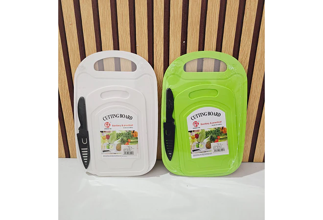 JUEGO DE 2 TABLAS CON CUCHILLO PARA CORTAR VERDURAS VERDE O BLANCA  🍽️ 🥒