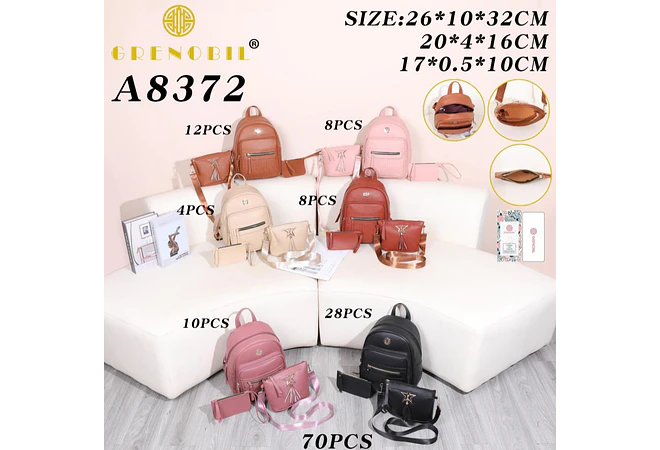 COMBO GRENOBIL DE VINIPIEL MOCHILA + MARICONERA + MONEDERO MOD# A8372