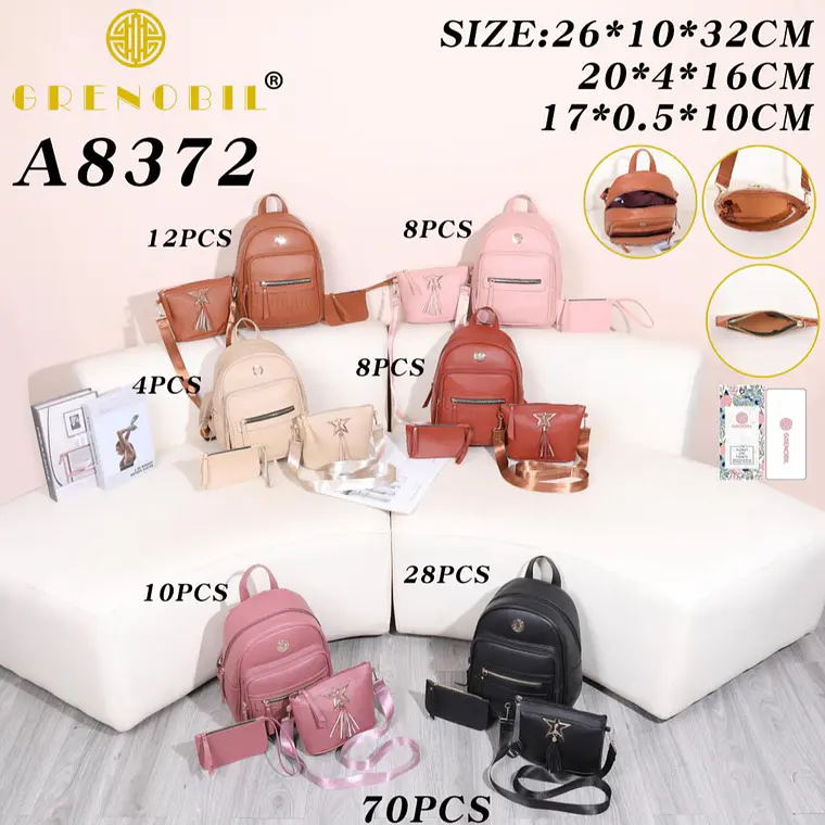 COMBO GRENOBIL DE VINIPIEL MOCHILA + MARICONERA + MONEDERO MOD# A8372 1