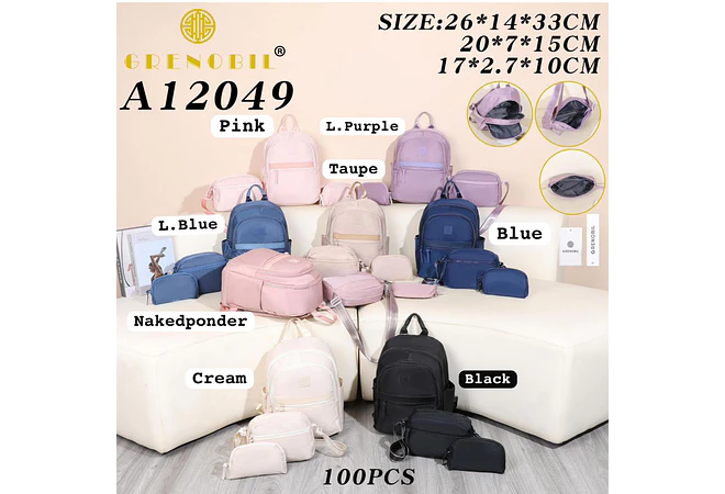 COMBO GRENOBIL MOCHILA + MARICONERA + MONEDERO MOD# A12049