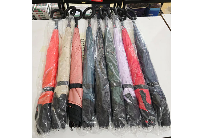 🌂 ☂️☔️ SOMBRILLA/PARAGUAS REVERSIBLE  COLORES LISOS (AL AZAR) MOD# 2916  ☂️☔️