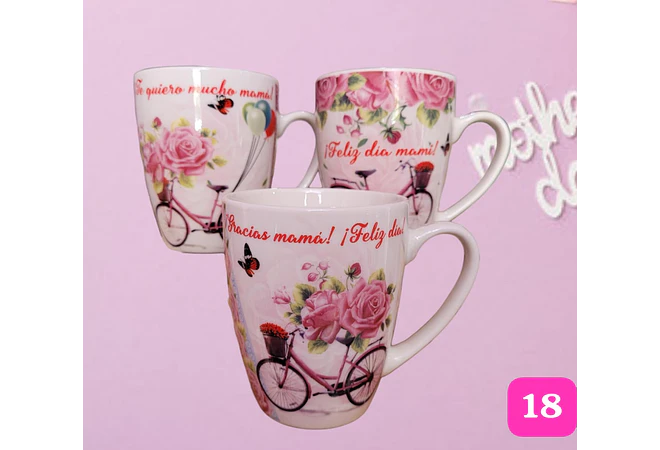 TAZA FELIZ DIA MAMÁ DE 350ML (AL AZAR) 🌸🤱🏾- COPIAR