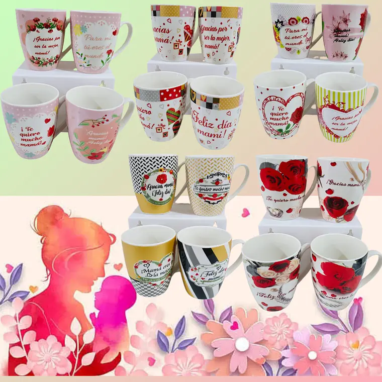 TAZA FELIZ DIA MAMÁ DE 350ML (AL AZAR) 🌸🤱🏾- COPIAR 1