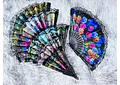 🪻DOCENA DE ABANICOS NEGRO DISEÑO FLORAL MOD #A8🌺