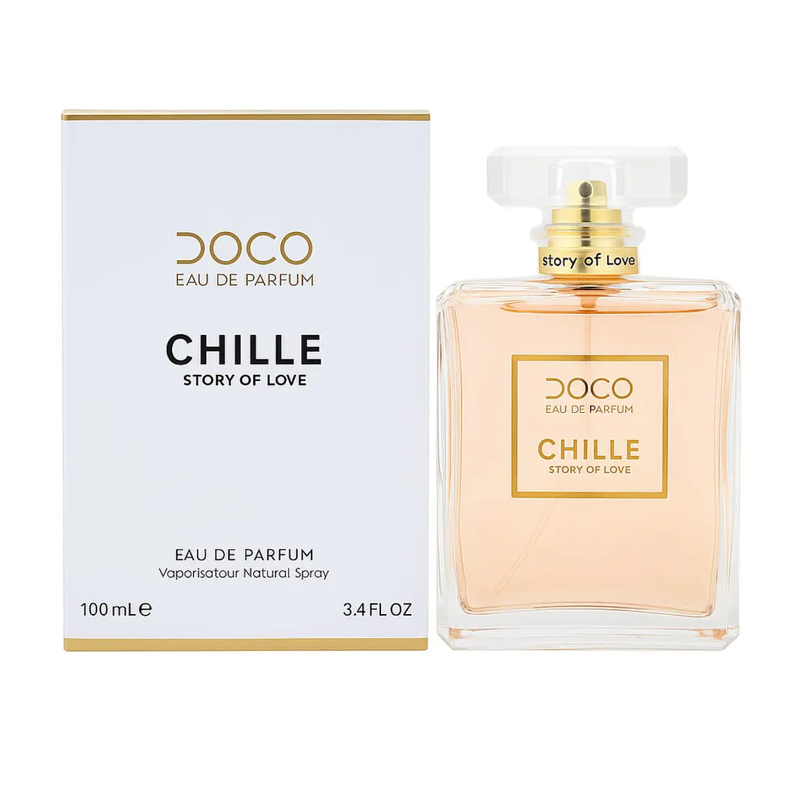 PERFUME 100ML CHILLE STORY OF LOVE MOD# L-427B🌸🌻(CAJITA BLANCA/DORADA) 1
