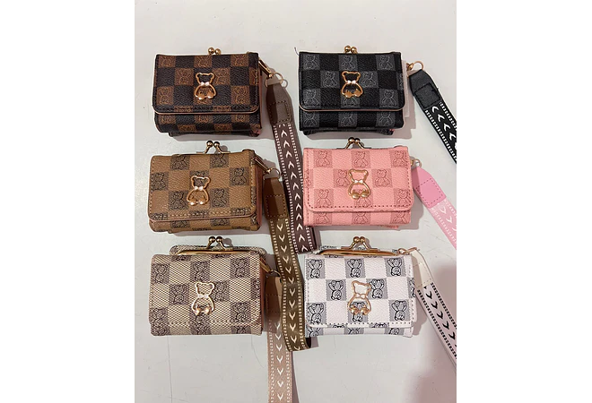 CARTERITA MONEDERO CUADROS OSITO MOD# Y-1015