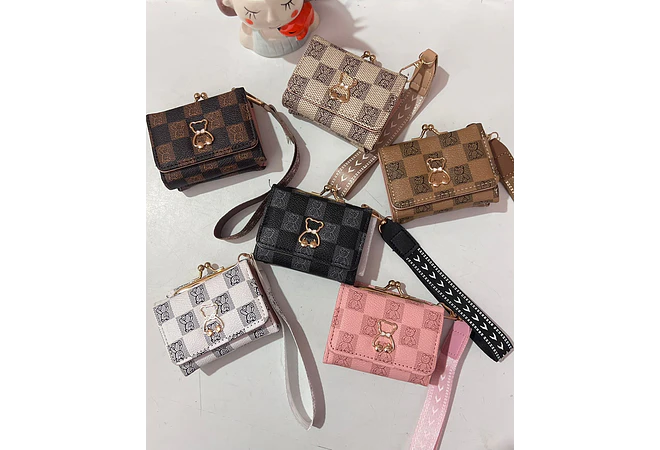 CARTERITA MONEDERO CUADROS OSITO MOD# Y-1015