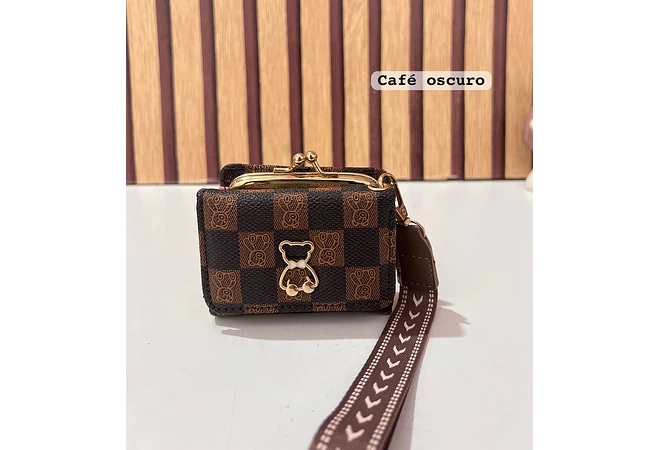 CARTERITA MONEDERO CUADROS OSITO MOD# Y-1015