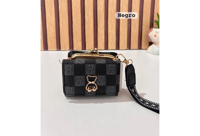 CARTERITA MONEDERO CUADROS OSITO MOD# Y-1015
