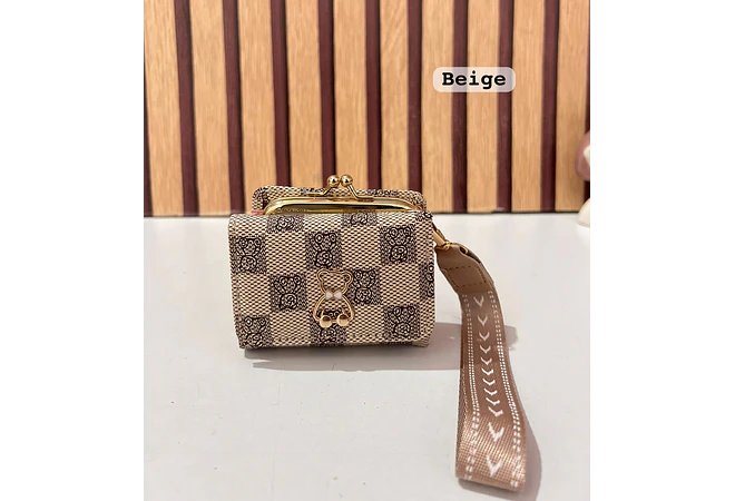 CARTERITA MONEDERO CUADROS OSITO MOD# Y-1015