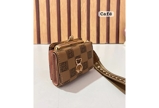 CARTERITA MONEDERO CUADROS OSITO MOD# Y-1015