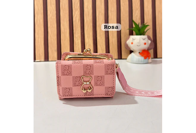 CARTERITA MONEDERO CUADROS OSITO MOD# Y-1015