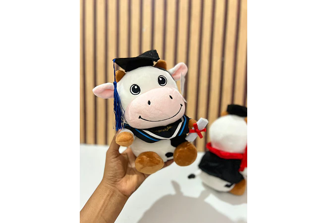 PELUCHE VAQUITA CON BIRRETE 🎓  MOD# Y446 🐮