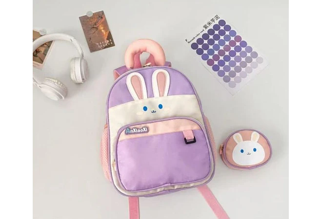 MOCHILA INFANTIL CON MONEDERO OSITO PANDA Y CONEJITO MOD# TX-99218 🐼🎋🐇