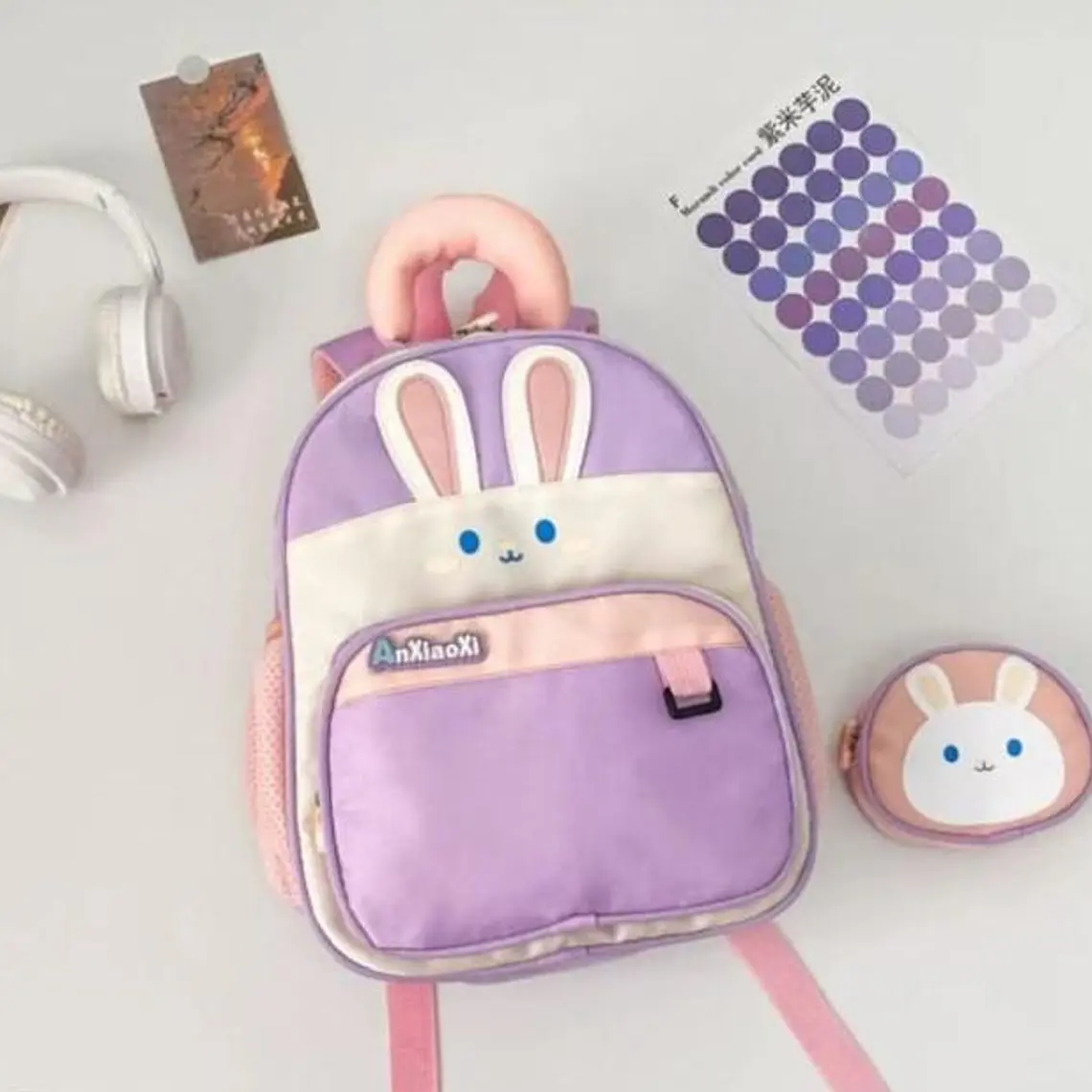 MOCHILA INFANTIL CON MONEDERO OSITO PANDA Y CONEJITO MOD# TX-99218 🐼🎋🐇 9