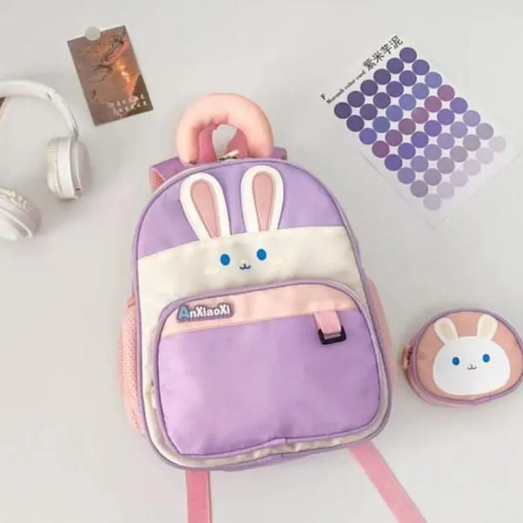 MOCHILA INFANTIL CON MONEDERO OSITO PANDA Y CONEJITO MOD# TX-99218 🐼🎋🐇 9