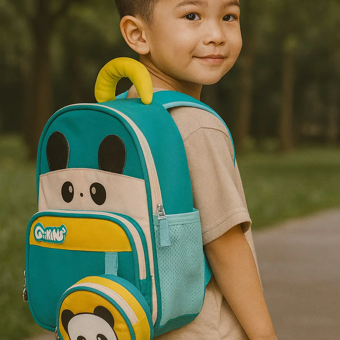 MOCHILA INFANTIL CON MONEDERO OSITO PANDA Y CONEJITO MOD# TX-99218 🐼🎋🐇 4