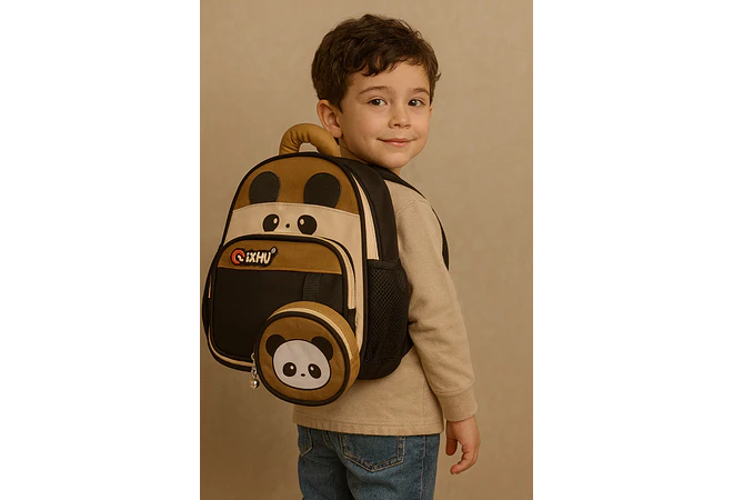 MOCHILA INFANTIL CON MONEDERO OSITO PANDA Y CONEJITO MOD# TX-99218 🐼🎋🐇